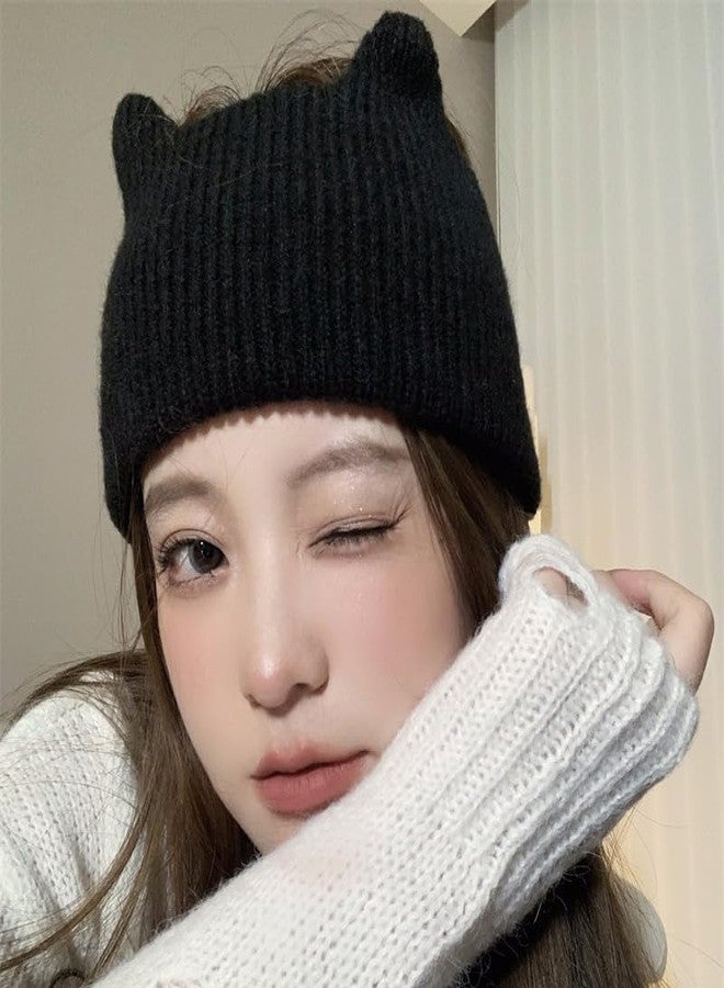 TUCEWP Knit Headband for Women Thick Wide Stretchy Hair Bands with Cat Ear Winter Ear Warmer Non-slip Soft Black Elastic Headbands for Workout Yoga Gym Running Tennis Skincare Fashion Hair Accessories - Image 4